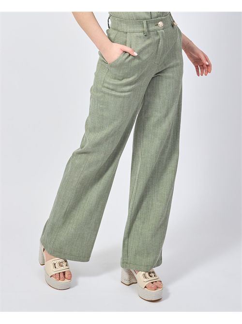 Pantaloni in tessuto Mademoiselle du monde vita alta MADEMOISELLE DU MONDE | F284-MDM115MILITARY